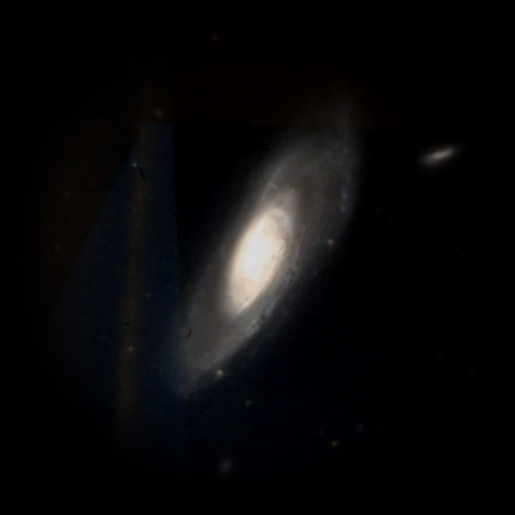 Survey photograph of M 106: 32′ of sky, north up and east to the left, with the stars around it taken out