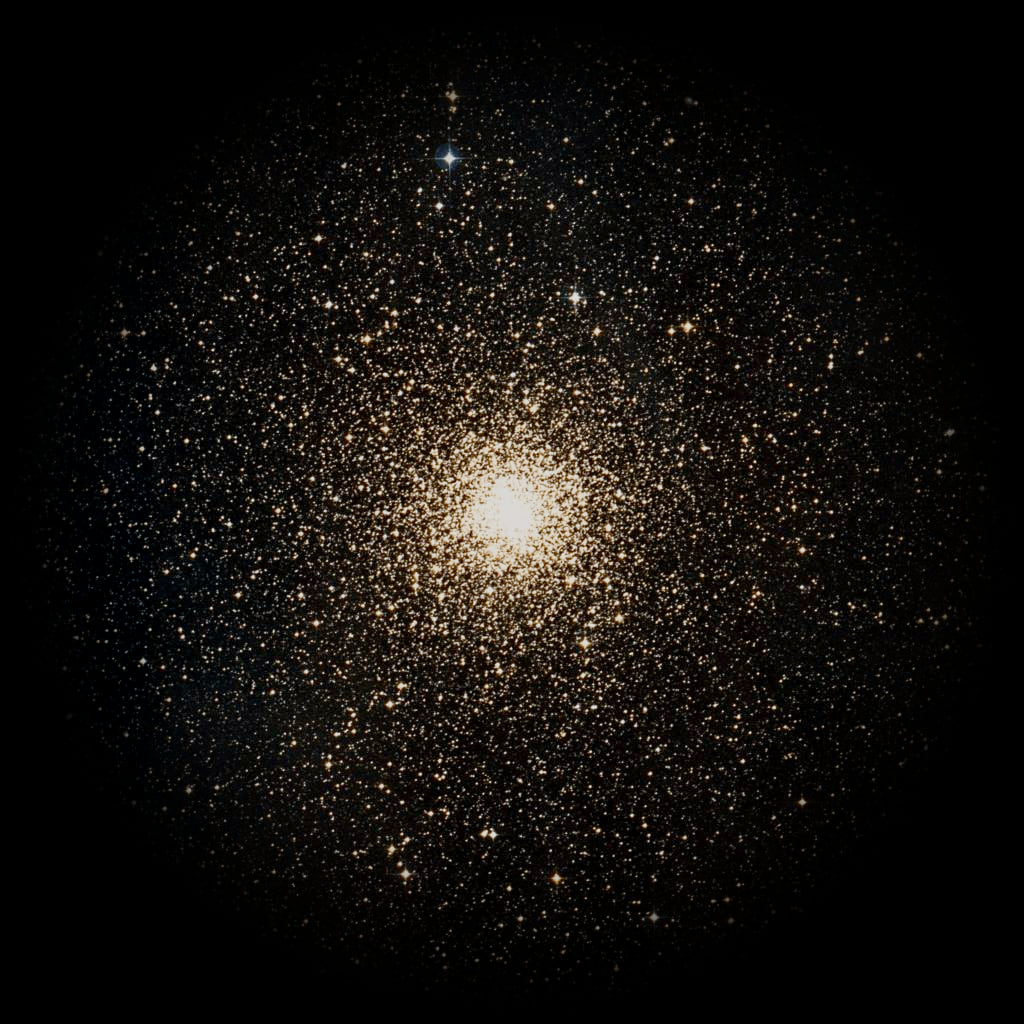 Survey photograph of Crab Globular Cluster: 44′ of sky, north up and east to the left, with the stars around it taken out