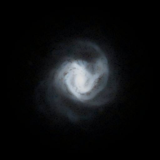 Survey photograph of Swelling Spiral Galaxy: 11′ of sky, north up and east to the left, with the stars around it taken out