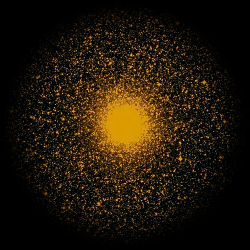 Survey photograph of Flickering Globular Cluster: 26′ of sky, north up and east to the left, with the stars around it taken out