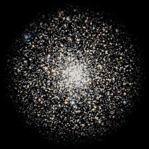 Survey photograph of Angelfish Cluster: 12′ of sky, north up and east to the left, with the stars around it taken out