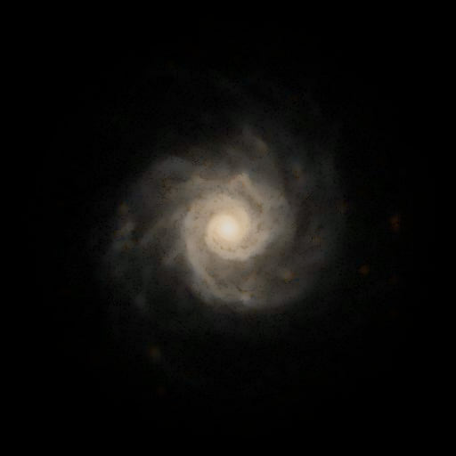 Survey photograph of Phantom Galaxy: 18′ of sky, north up and east to the left, with the stars around it taken out