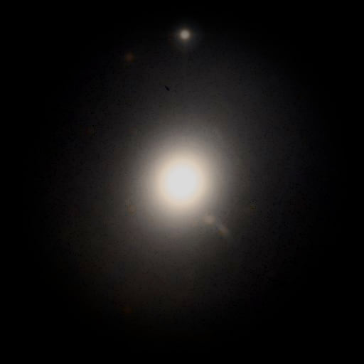 Survey photograph of Virgo Galaxy: 14′ of sky, north up and east to the left, with the stars around it taken out