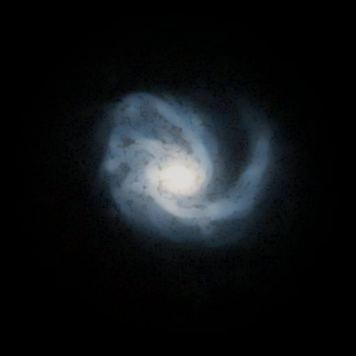Survey photograph of Virgo Cluster Pinwheel: 9.2′ of sky, north up and east to the left, with the stars around it taken out